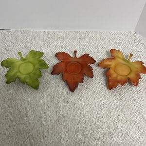 PartyLite Whispering Leaves Tealight Trio Autumn Colors Candle Holders P7597
